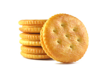 Sandwich cracker on white background