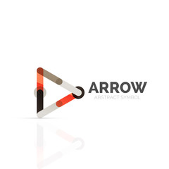 Linear arrow abstract logo, connected multicolored segments of lines in directional pointer figure