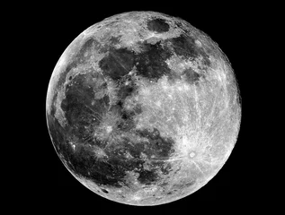 Foto op Plexiglas Volle maan Full Moon phase. Taken by telescope.  Fase Luna piena. Scattata con telescopio.