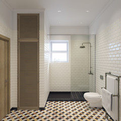 Classic bathroom 3d illustration