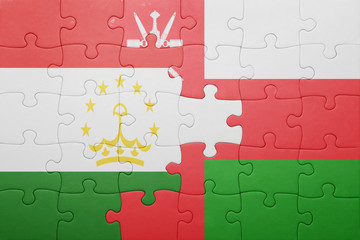 puzzle with the national flag of tajikistan and oman