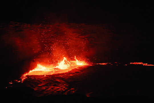 Burning lava lake in Erta Ale volcano-Danakil-Ethiopia. 0209