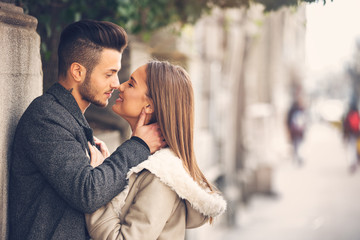Couple in love taking selfie.