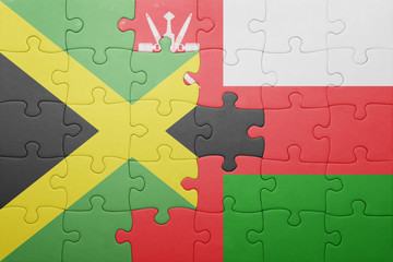 puzzle with the national flag of jamaica and oman
