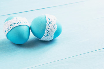 Easter eggs on the table