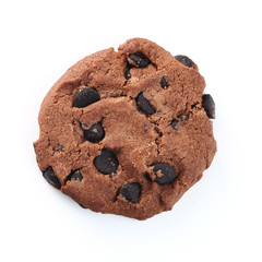 Cookies with chocolate chip isolated on white background.