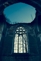 The ruins of the old church. Strange place. Cold tone of picture.
