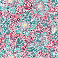 Vector nature seamless pattern with abstract flowers.
