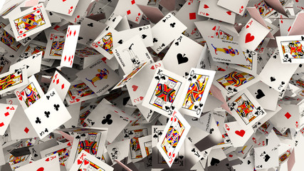 Poker cards falling