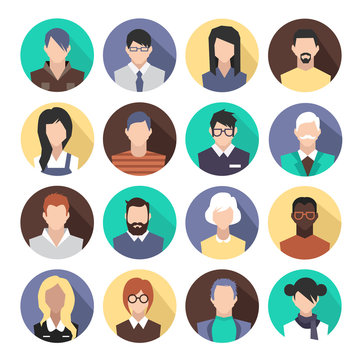set of colorful icons. people. avatars.