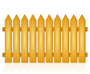 Wood fence on white background
