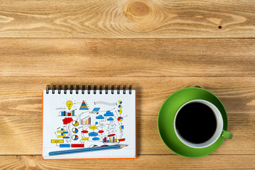 Business workplace with stuff