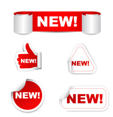 red vector set paper stickers new