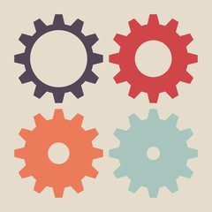 Set of colorful gears icon. Cogwheels sign.