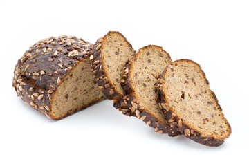 Rye bread isolated on white background.