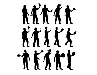 Man with a Hat vector silhouettes