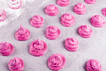 The process of making homemade pink marshmallow