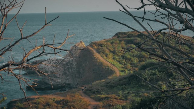 Panoramic view of amazing cliff on the pacific coast, Punta Cometa, Mexico. 4k