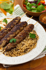 Grilled Ground Lamb Kebabs. Selective focus.