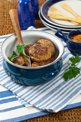 Homemade Breakfast Cutlets or Sausage Patties. Selective focus.