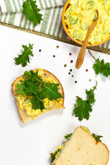 Egg Salad Sandwich with Kale. Selective focus.