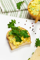 Egg Salad Sandwich with Kale. Selective focus.
