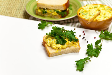Egg Salad Sandwich with Kale. Selective focus.