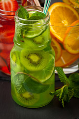 Kiwifruit Refreshing Summer Drinks. Selective focus.