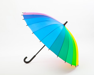 multicolored umbrella on white background