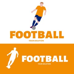 Vector logo football. Brand logo in the form of a football player with the ball.