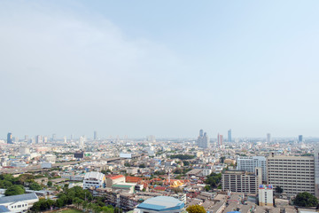 Bangkok view / View of capital Bangkok Thailand from abandoned building.