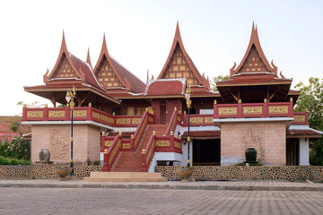 Obraz premium Thai style pavilion / Traditional wooden Thai style pavilion, Wat pho Thong, Bangkok, Thailand.