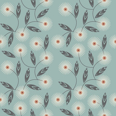 Endless pattern with white camomile flowers