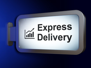 Business concept: Express Delivery and Growth Graph on billboard background