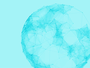 Abstract vector polygonal spheres. Futuristic technology low poly style. Elegant dots background for business presentations. Flying debris lines. Illustration eps10