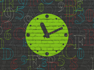 Timeline concept: Clock on wall background