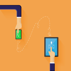 Smart phone send message design concept, flat vector illustration