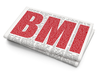 Medicine concept: BMI on Newspaper background