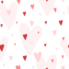 Vector seamless pattern with hearts different shades of red, Good for Valentine's Day cards, wedding invitations, etc. - 106627506