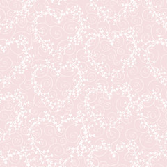 Vector seamless pattern with wreathes and swirls. Good for Valentine's Day cards, wedding invitations, etc.