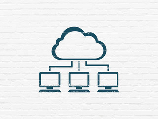 Cloud technology concept: Cloud Network on wall background