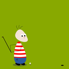 Mann spielt Golf