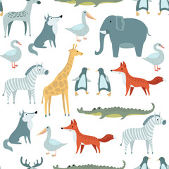 Pattern of illustrations set of  funny animals