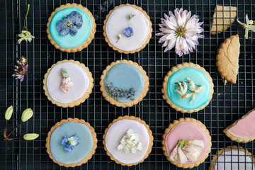 Homemade Biscuits covered with Pastel Color Icing