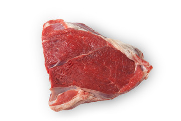 Fresh raw beef meat isolated with shadow on white background