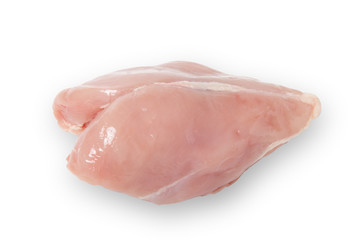 Raw chicken breast isolated on white background with shadow