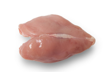 Raw chicken breast isolated on white background with shadow