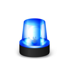 Blue Emergency Flashing Siren on a White Background.