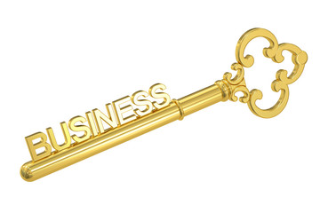 Business concept with golden key, 3D rendering