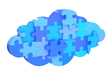cloud services from puzzles, 3D rendering
